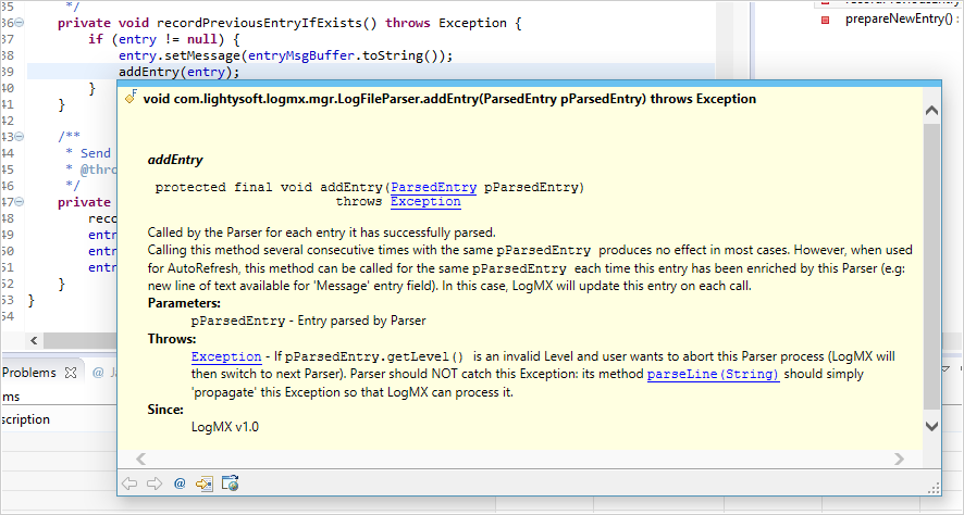 Writing a new Log Parser for LogMX using Eclipse