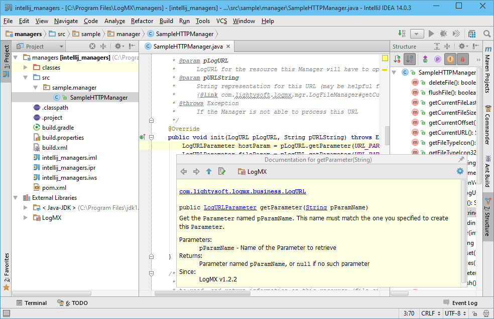 Writing a new Log Manager for LogMX using IntelliJ