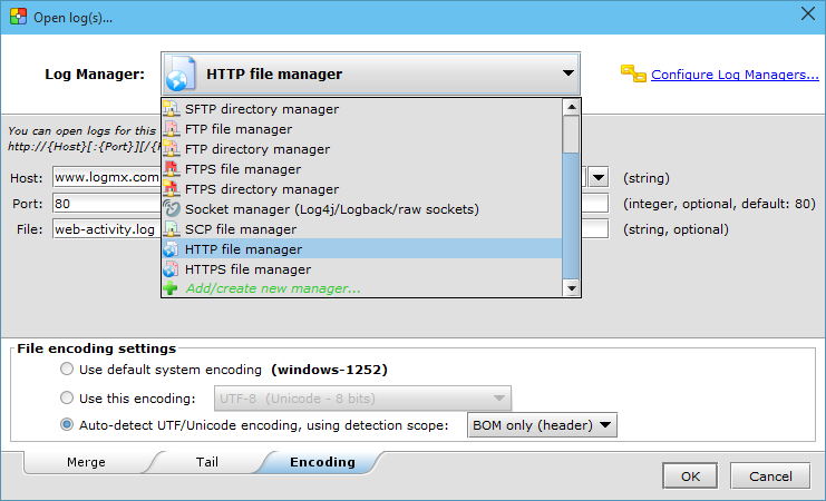 Encoding settings to use to read file