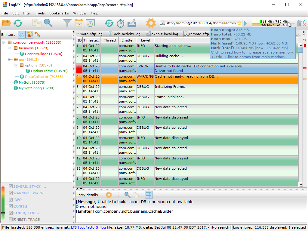 Memory status (top right corner)