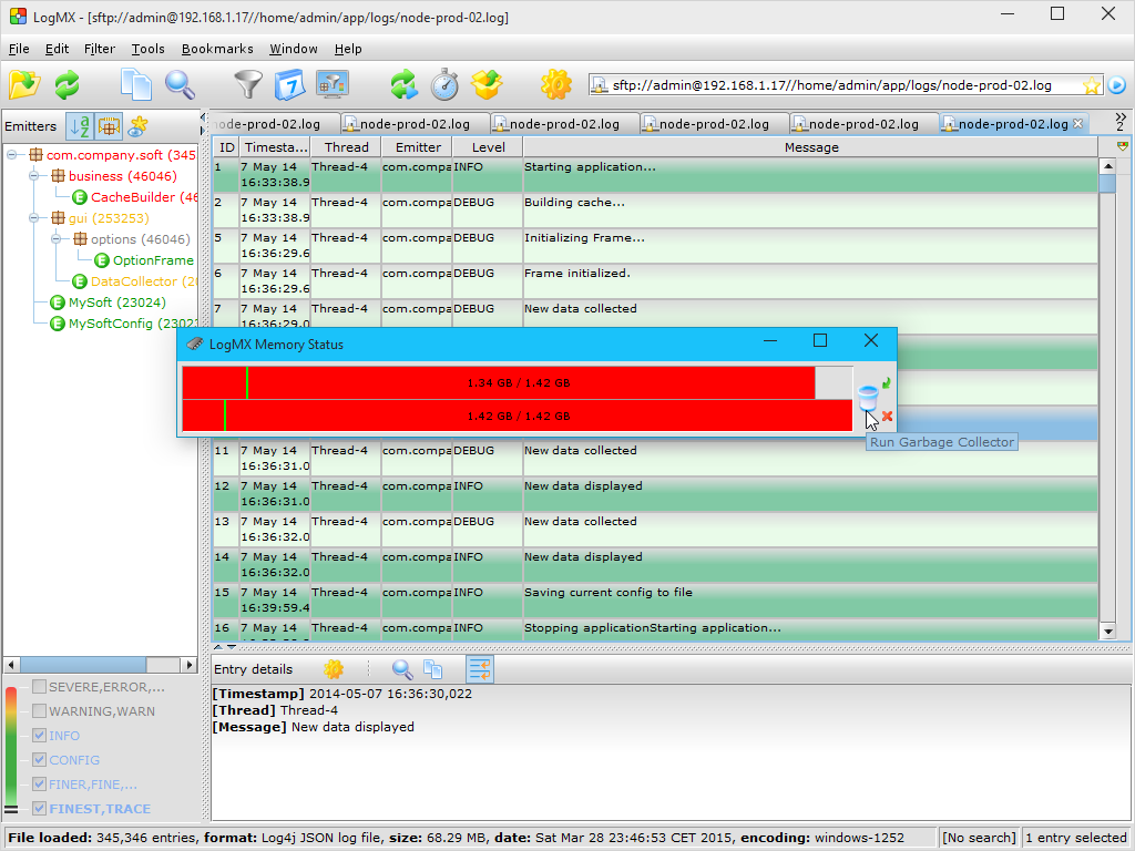 Detached memory panel with LowMemory alert