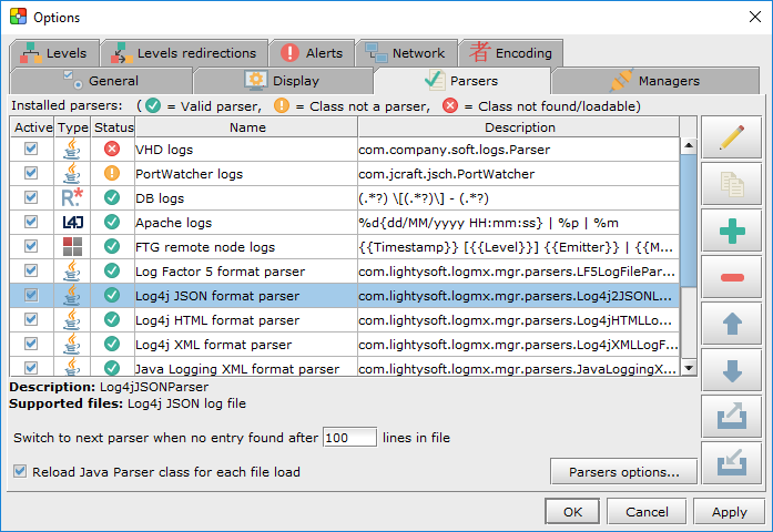 Log Parsers manager